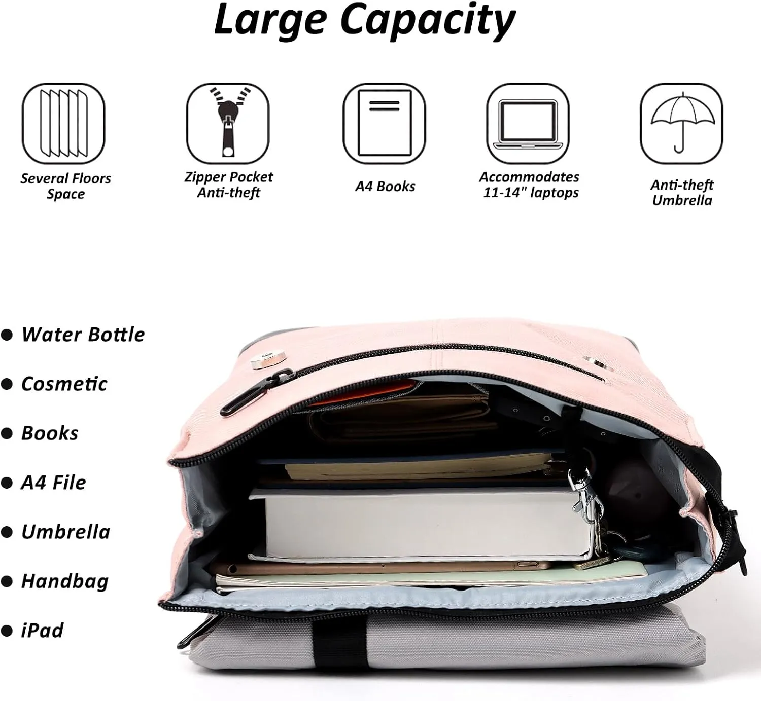 Backpack for Women with Back Security Magnetic Clasp and Front Zipper Pocket Backpack Purse for Women Hiking Traveling Laptop Backpack