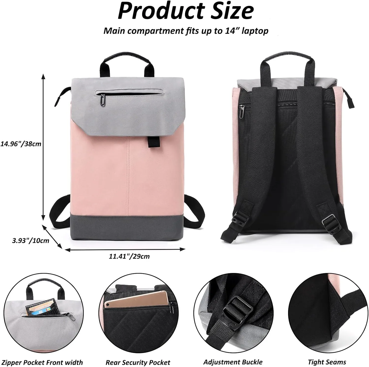 Backpack for Women with Back Security Magnetic Clasp and Front Zipper Pocket Backpack Purse for Women Hiking Traveling Laptop Backpack