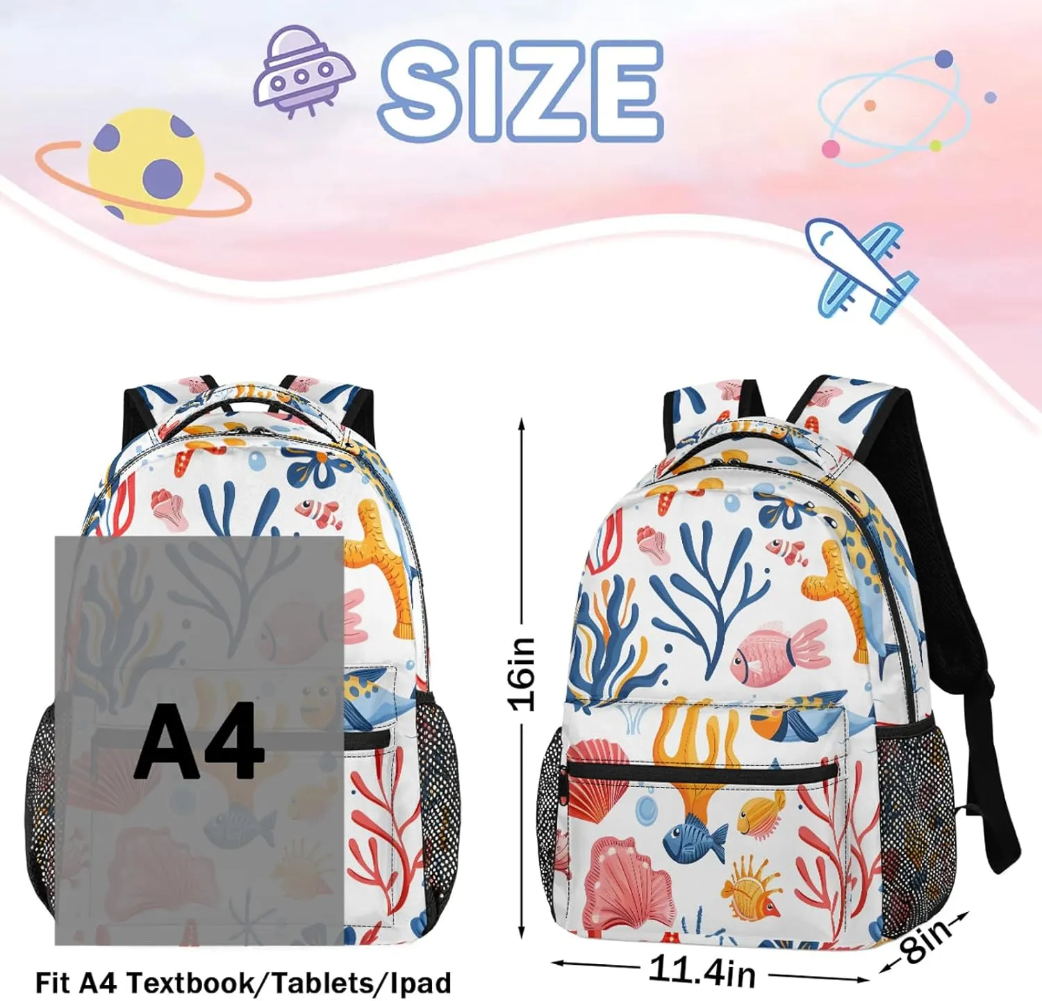 Backpack Marine Tropical Fish Book Bags Laptop Backpacks Lightweight Multipurpose Daypack for Men Women Travel Hiking