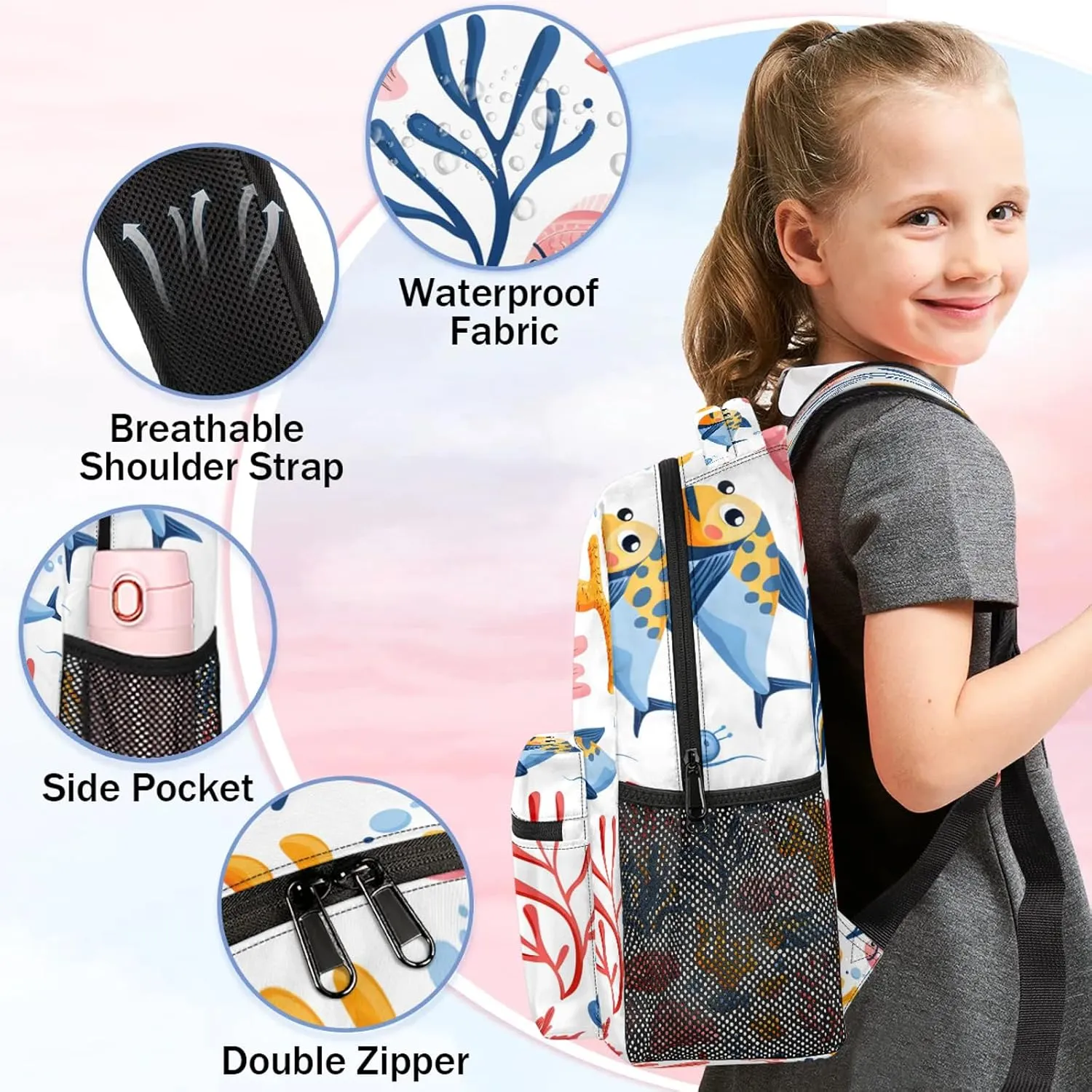 Backpack Marine Tropical Fish Book Bags Laptop Backpacks Lightweight Multipurpose Daypack for Men Women Travel Hiking