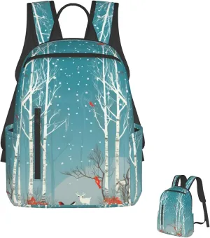 Backpack Merry Christmas Birch Tree Travel Casual Laptop Backpack Adjustable Hiking Daypack for Men Women, Black, One Size