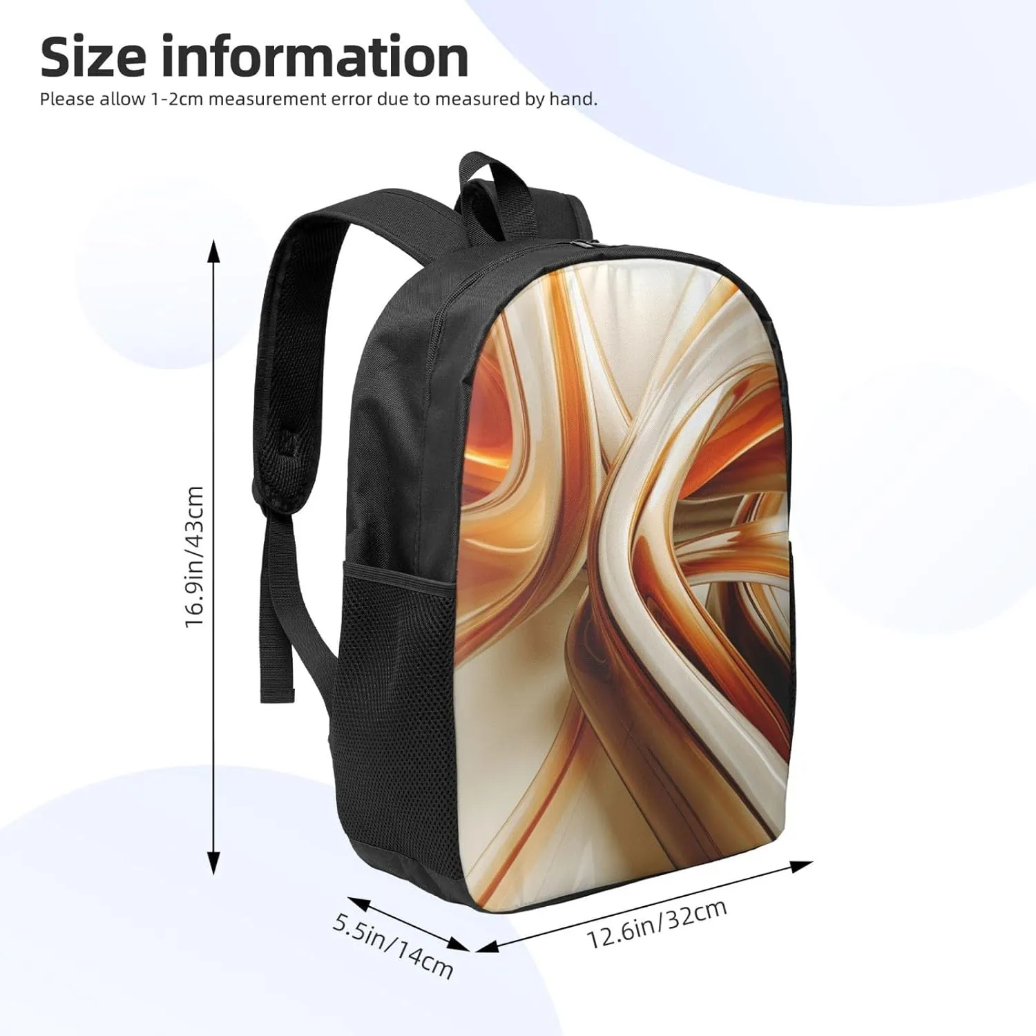 Backpack Orange White Lines Travel Casual Laptop Backpack 17 inch Waterproof Hiking Daypack for Men Women