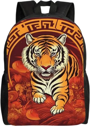 Backpack Travel Casual Daypack for Men Women Prosperity in the Year of the Tiger Laptop Backpack Lightweight Double Shoulder Bag for Work Hiking