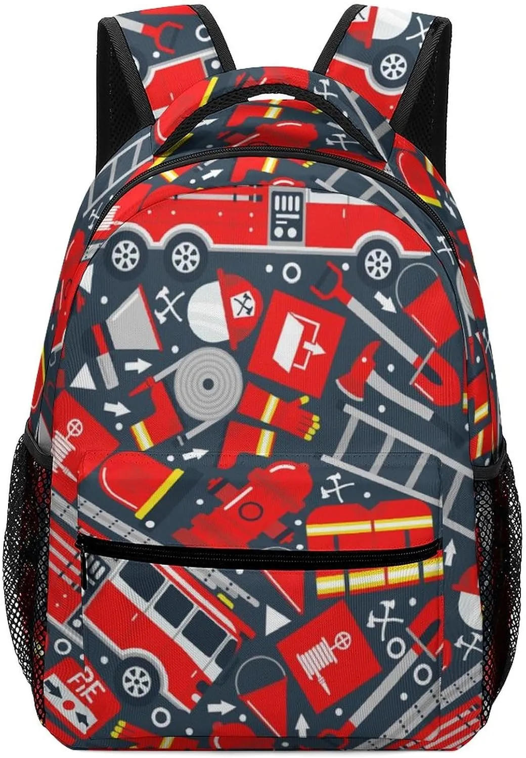 Backpack with Chest Strap Fire Truck Hydrant Lightweight Casual Daypack Flame Danger Travel Computer Notebooks Bag for Men Women