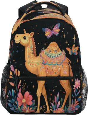 Backpacks for Men and Women Fashion Travel Laptop Backpack with Chest Strap for College Work Cartoon Camel Black