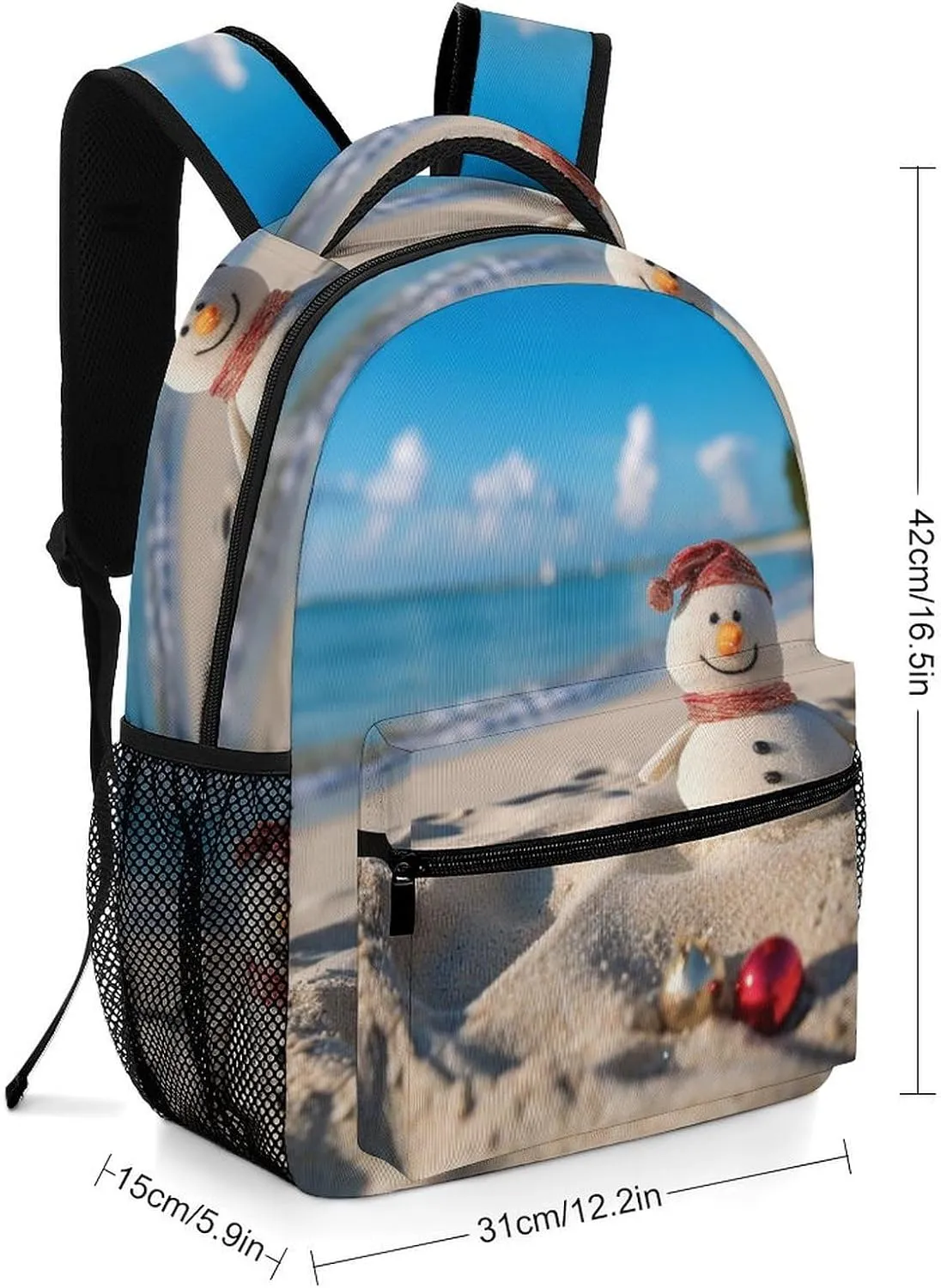 Backpacks Sand Snowman On Beach Travel Bag Laptop Backpack Casual Daypack for Weekender Business Hiking