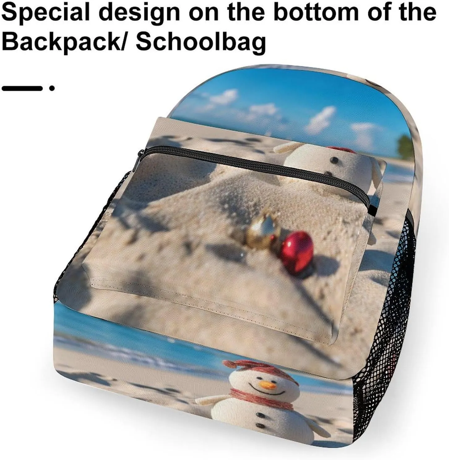 Backpacks Sand Snowman On Beach Travel Bag Laptop Backpack Casual Daypack for Weekender Business Hiking