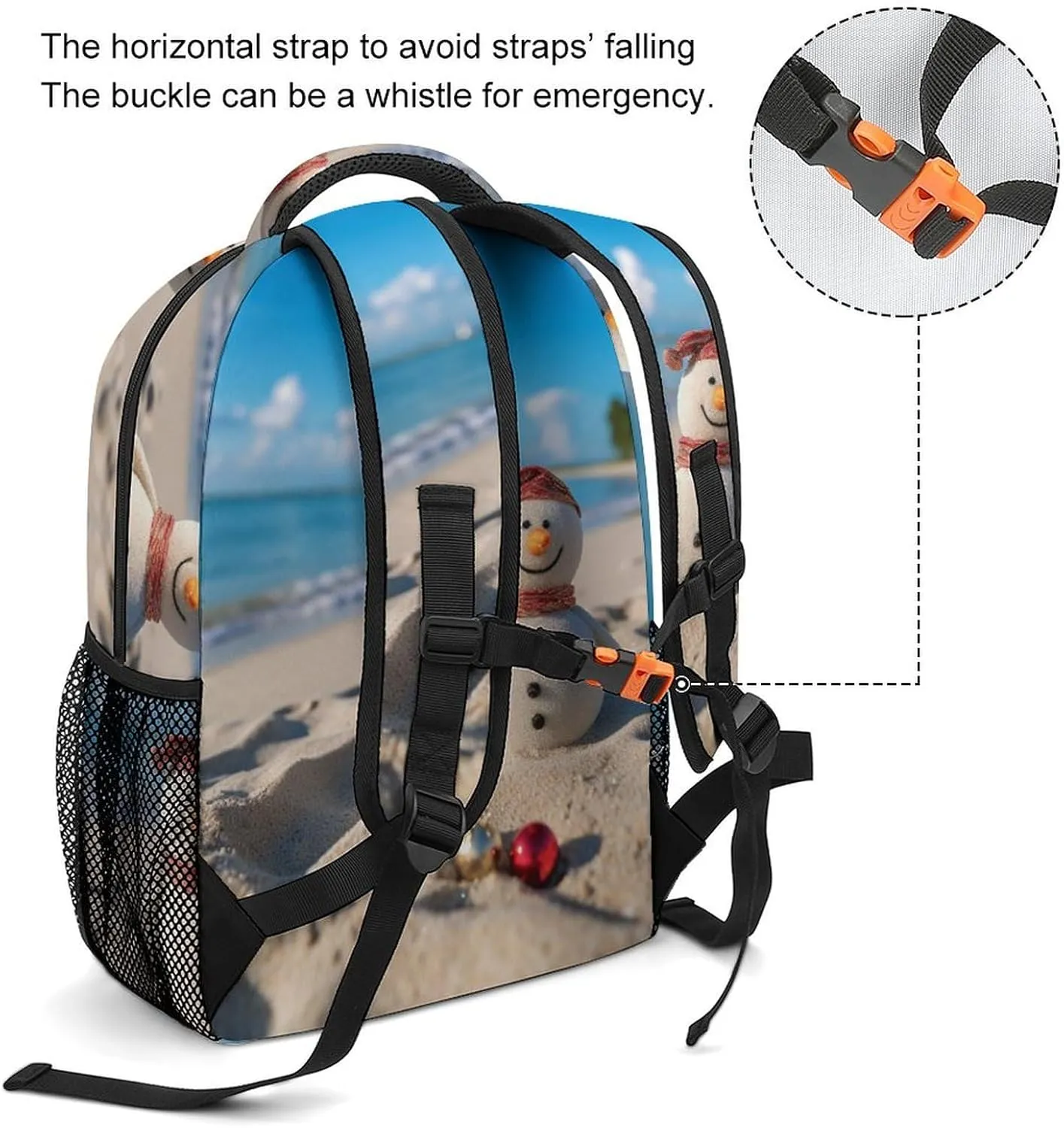 Backpacks Sand Snowman On Beach Travel Bag Laptop Backpack Casual Daypack for Weekender Business Hiking