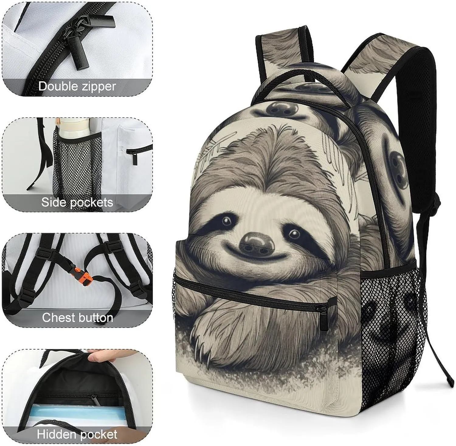 Backpacks Sloth My Spirit Animal Travel Bag Laptop Backpack Casual Daypack for Weekender Business Hiking