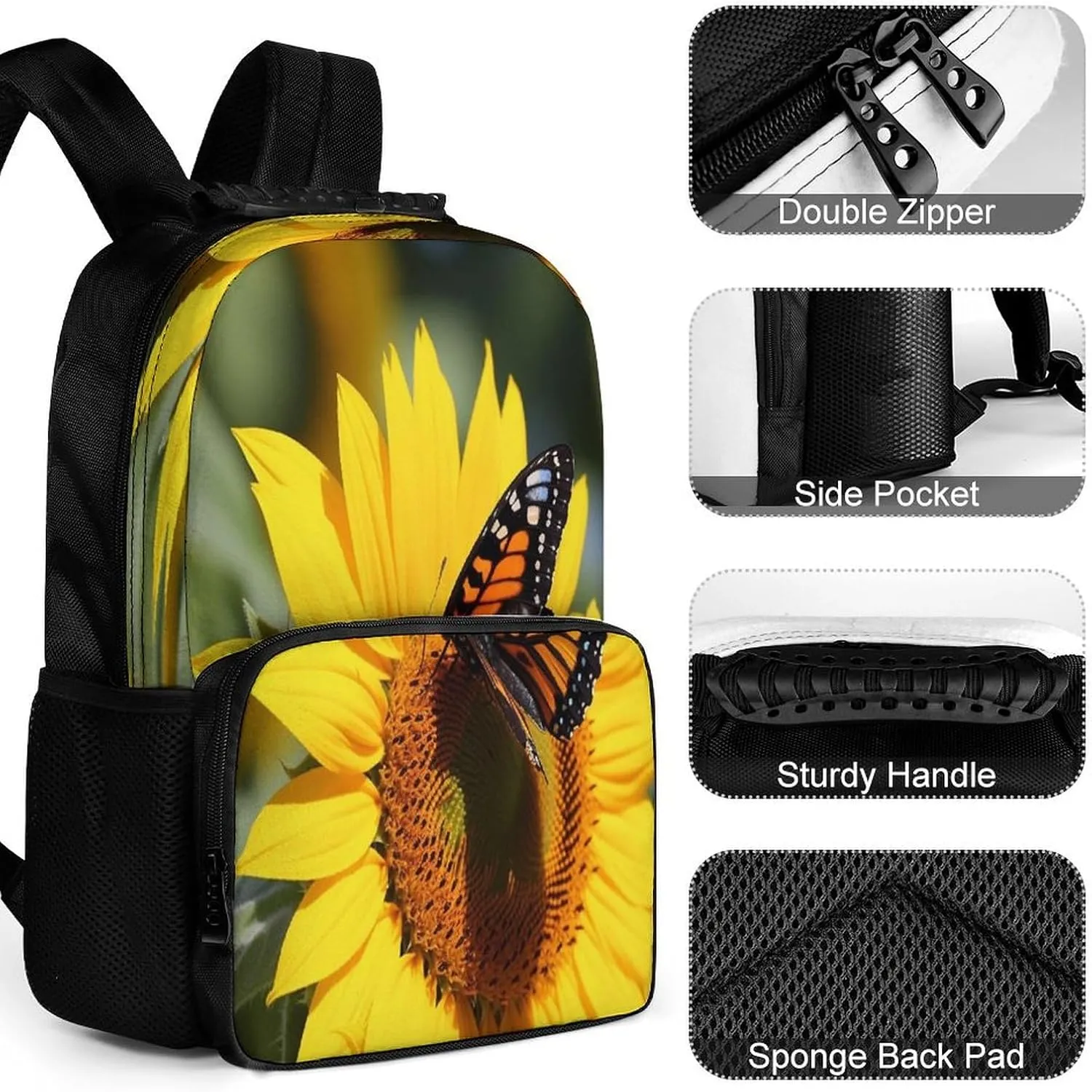 Backpacks Sunflower Butterfly Travel Bag Business Work Laptop Backpack