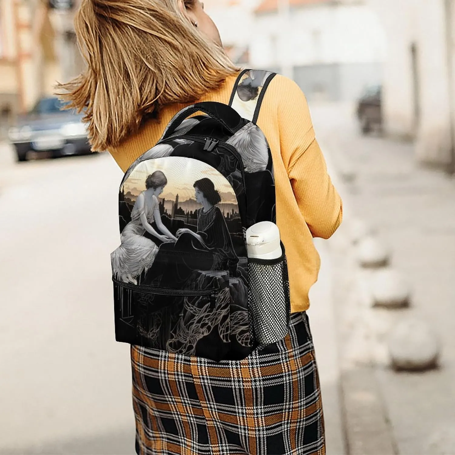 Backpacks Woman on Cliff Travel Bag Laptop Backpack Casual Daypack for Weekender Business Hiking