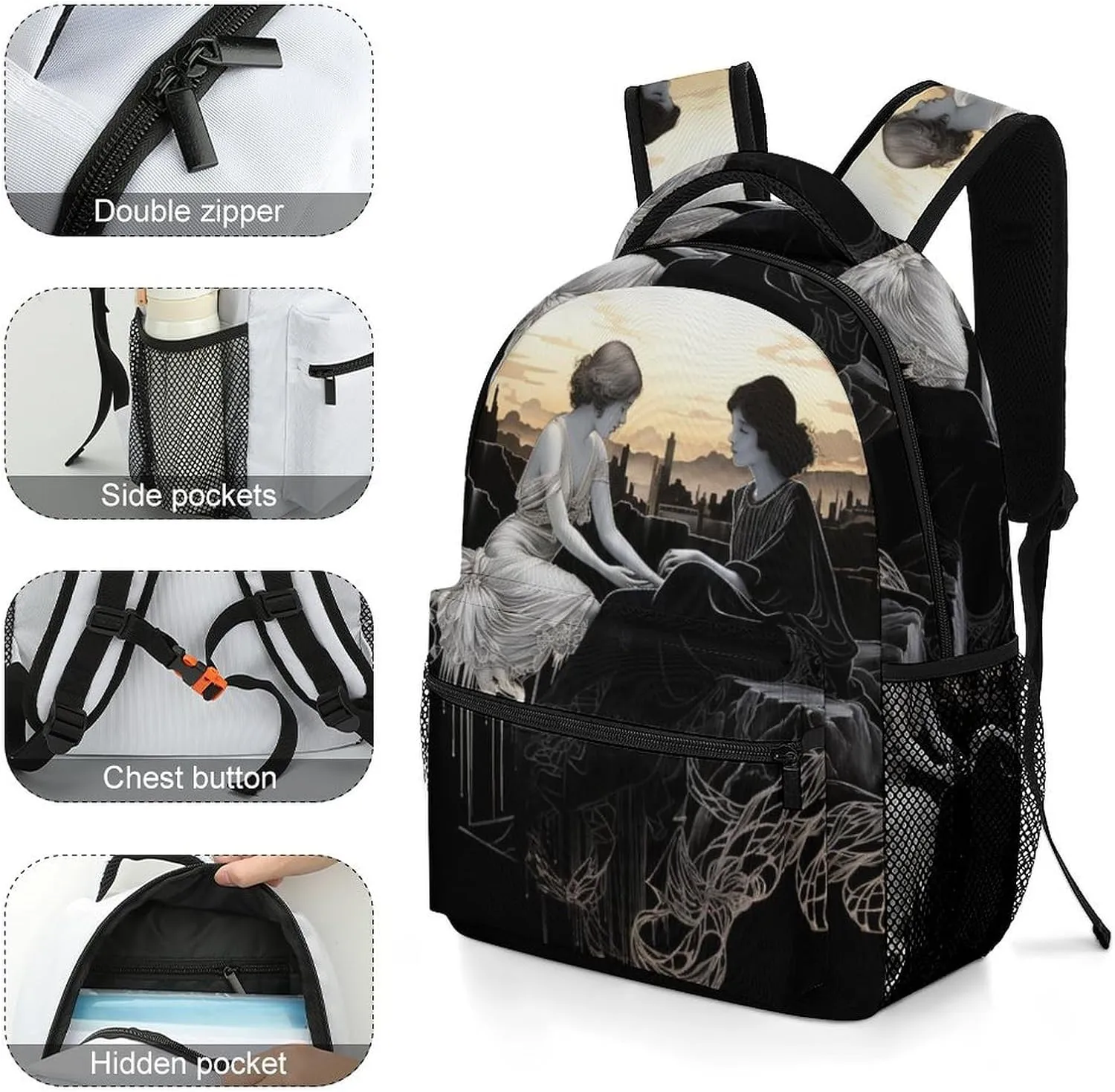 Backpacks Woman on Cliff Travel Bag Laptop Backpack Casual Daypack for Weekender Business Hiking