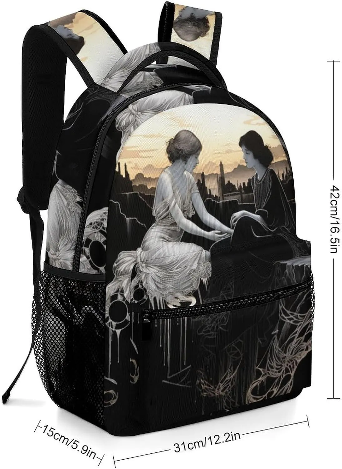 Backpacks Woman on Cliff Travel Bag Laptop Backpack Casual Daypack for Weekender Business Hiking