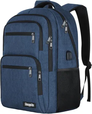 Backpck for Men Women, School backpacks for Teen Boys, 15.6 inch Laptop Back Packs with USB Charger Port, Mochilas for Business, College Blue