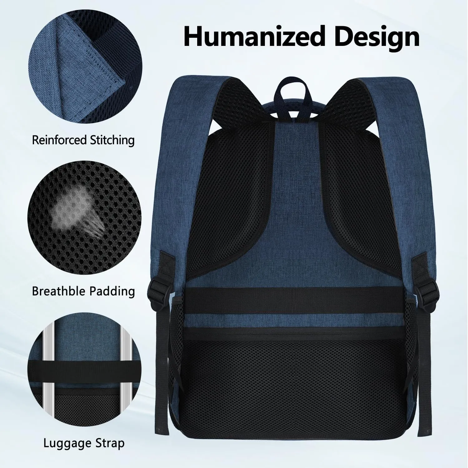 Backpck for Men Women, School backpacks for Teen Boys, 15.6 inch Laptop Back Packs with USB Charger Port, Mochilas for Business, College Blue