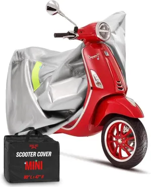 Badass Moto Scooter Cover Waterproof Outdoor Fits Vespa Covers, Accessories, Ruckus Moped Cover, Yamaha Zuma, Fits Honda Super Cub, Metropolitan, Primavera. Heavy Duty Sun Protection for 50-300cc Gray