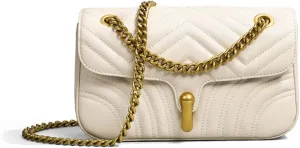Bag Chain Bag All-Match Messenger Bag Shoulder Underarm Bag Genuine Leather Women's Bag (Mibai)