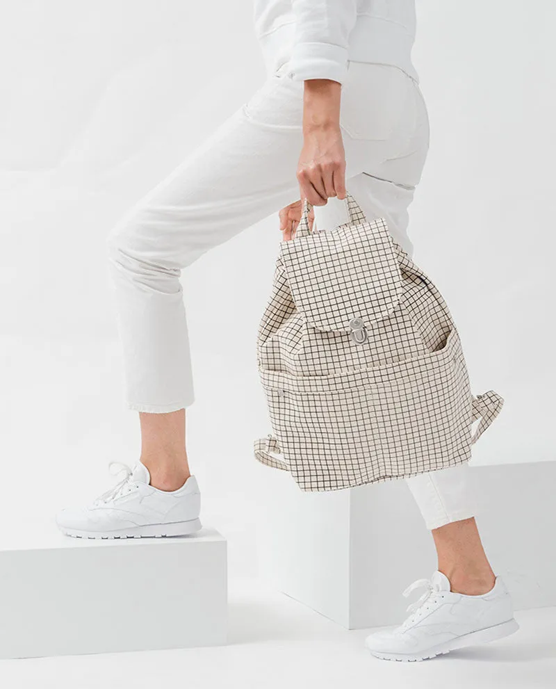 Baggu Backpack Natural Grid