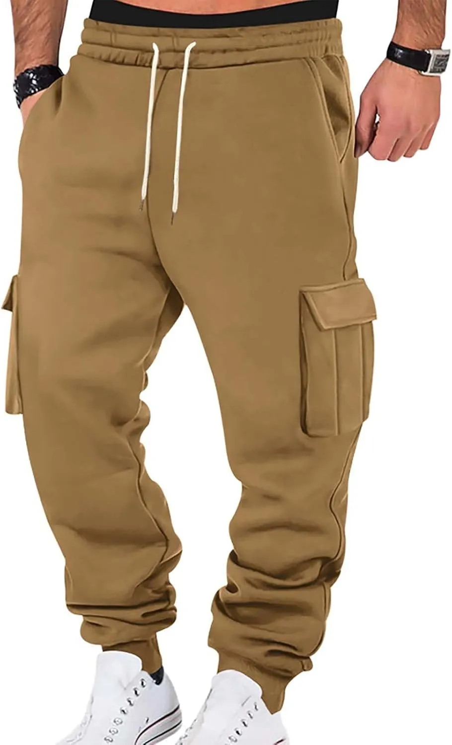 Baggy Cargo Sweatpants for Men Casual Sweat Pants Drawstring Waist Athletic Pants Joggers with Pockets