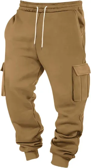 Baggy Cargo Sweatpants for Men Casual Sweat Pants Drawstring Waist Athletic Pants Joggers with Pockets