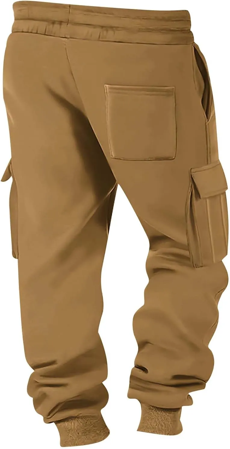 Baggy Cargo Sweatpants for Men Casual Sweat Pants Drawstring Waist Athletic Pants Joggers with Pockets