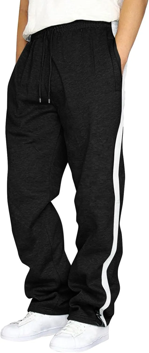 Baggy Sweatpants Men Drawstring Elastic Waist Heavyweight Casual Trousers with Pocket Straight Leg Running Track Pant