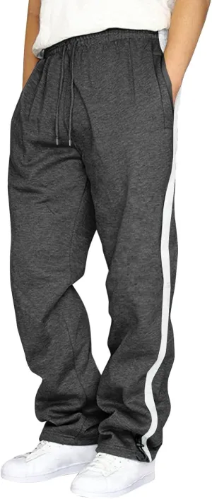 Baggy Sweatpants Men Drawstring Elastic Waist Heavyweight Casual Trousers with Pocket Straight Leg Running Track Pant