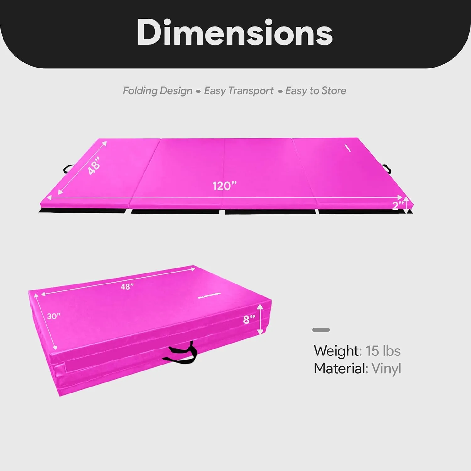 BalanceFrom Folding Gymnastics Mat, Home Gym Floor Tumbling Equipment, 4' x 10' x 2"