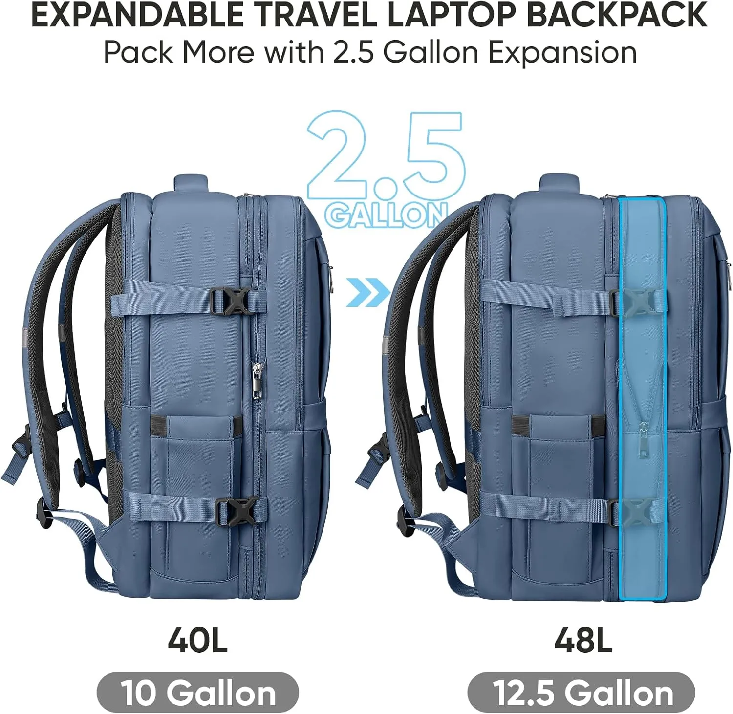BALEINE Travel Backpack for Women Men, Large Sturdy Carry On Laptop Backpack Gifts for Business, Casual, Weekender, Hiking (XL, Dusty Blue)