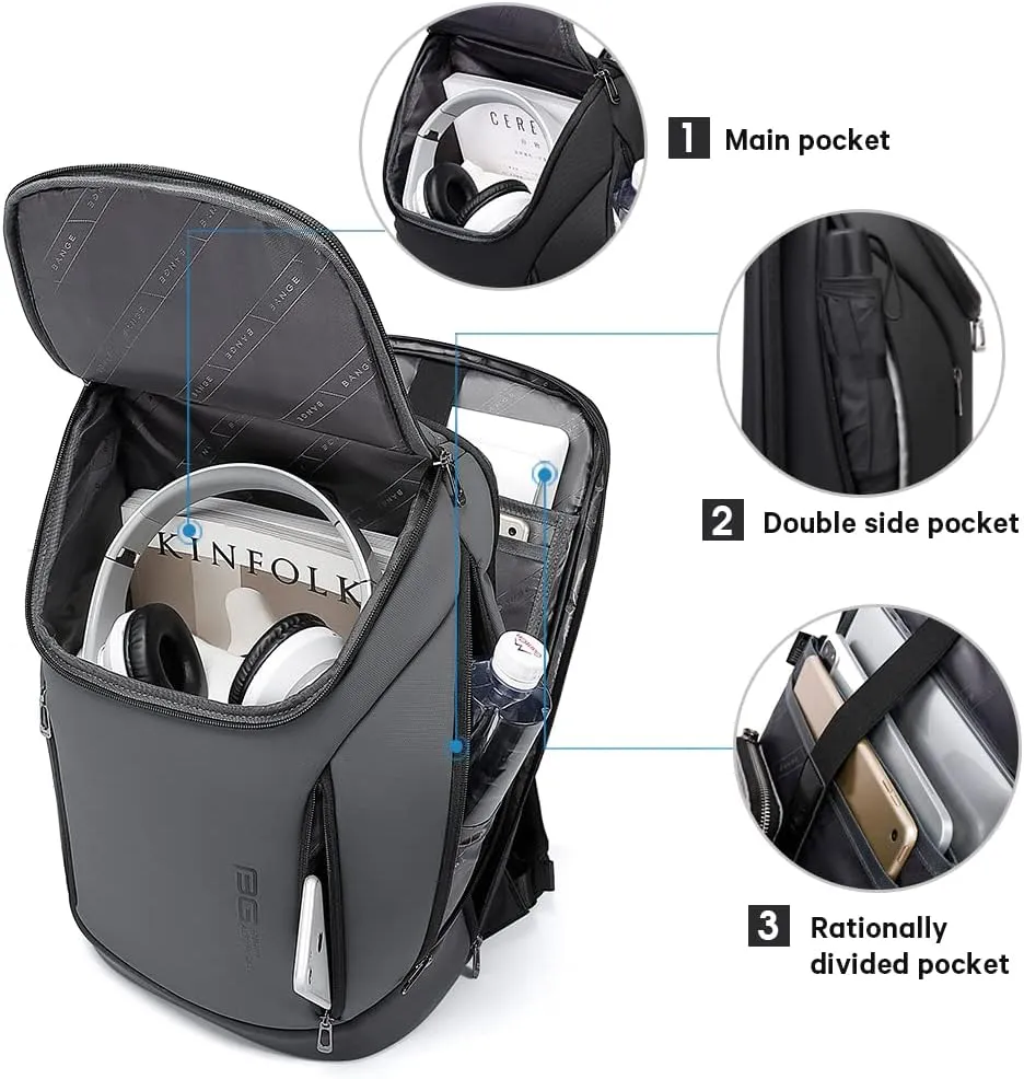 BANGE Business Smart Backpack Waterproof fit 15.6 Inch Laptop Backpack with USB Charging Port,Travel Durable Backpack