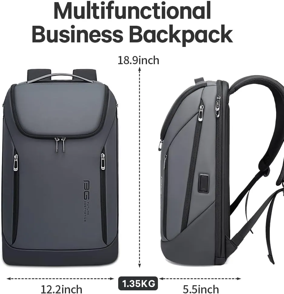 BANGE Business Smart Backpack Waterproof fit 15.6 Inch Laptop Backpack with USB Charging Port,Travel Durable Backpack