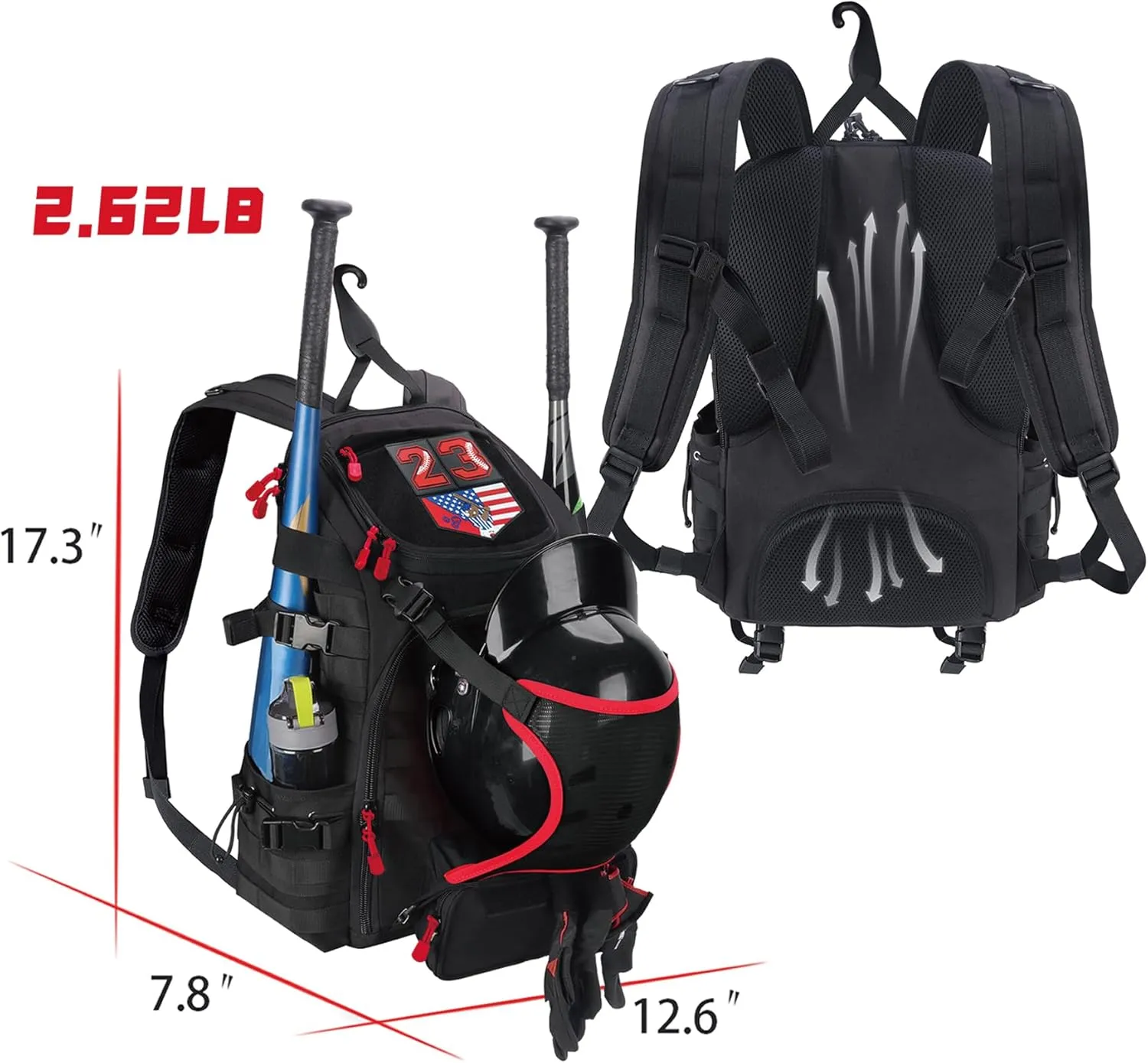Baseball Backpack Bag Adult Softball Equipment Bag Sport Backpack for Men TBall Basketball Pack Patches