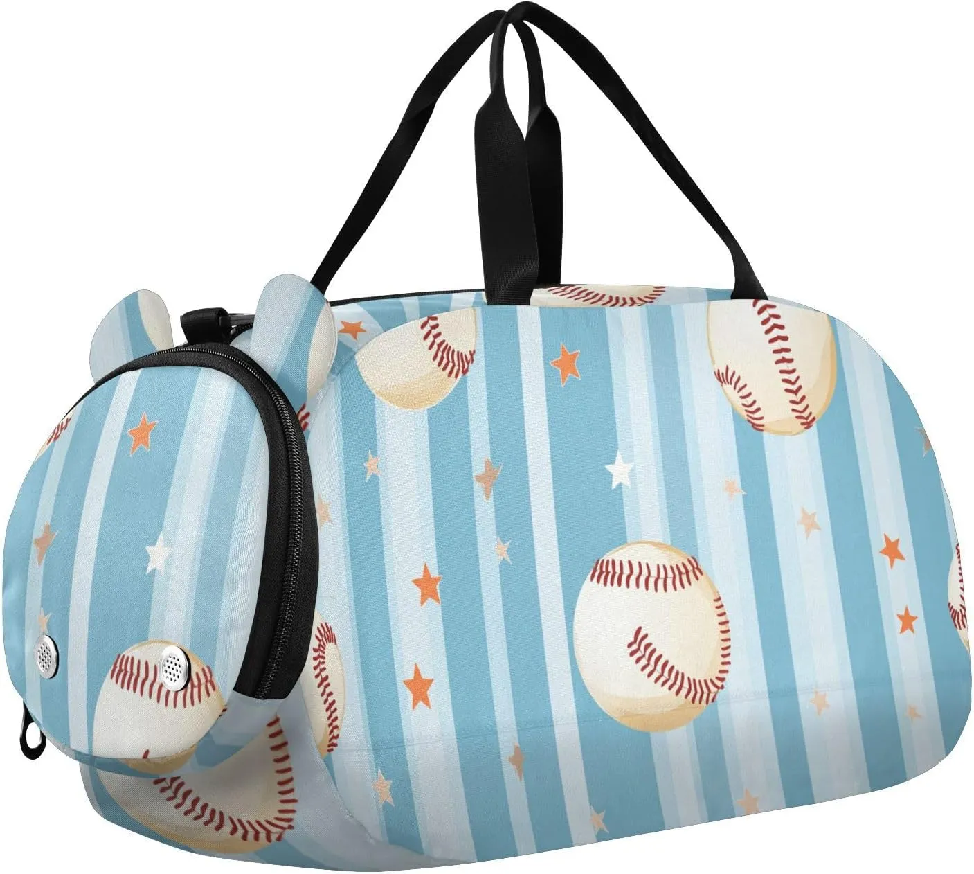 Baseball Blue Gym Duffel Bag with Shoes Compartment Lightweight Overnight Travel Weekender Tote for Travel, Sports, Fitness & Workout
