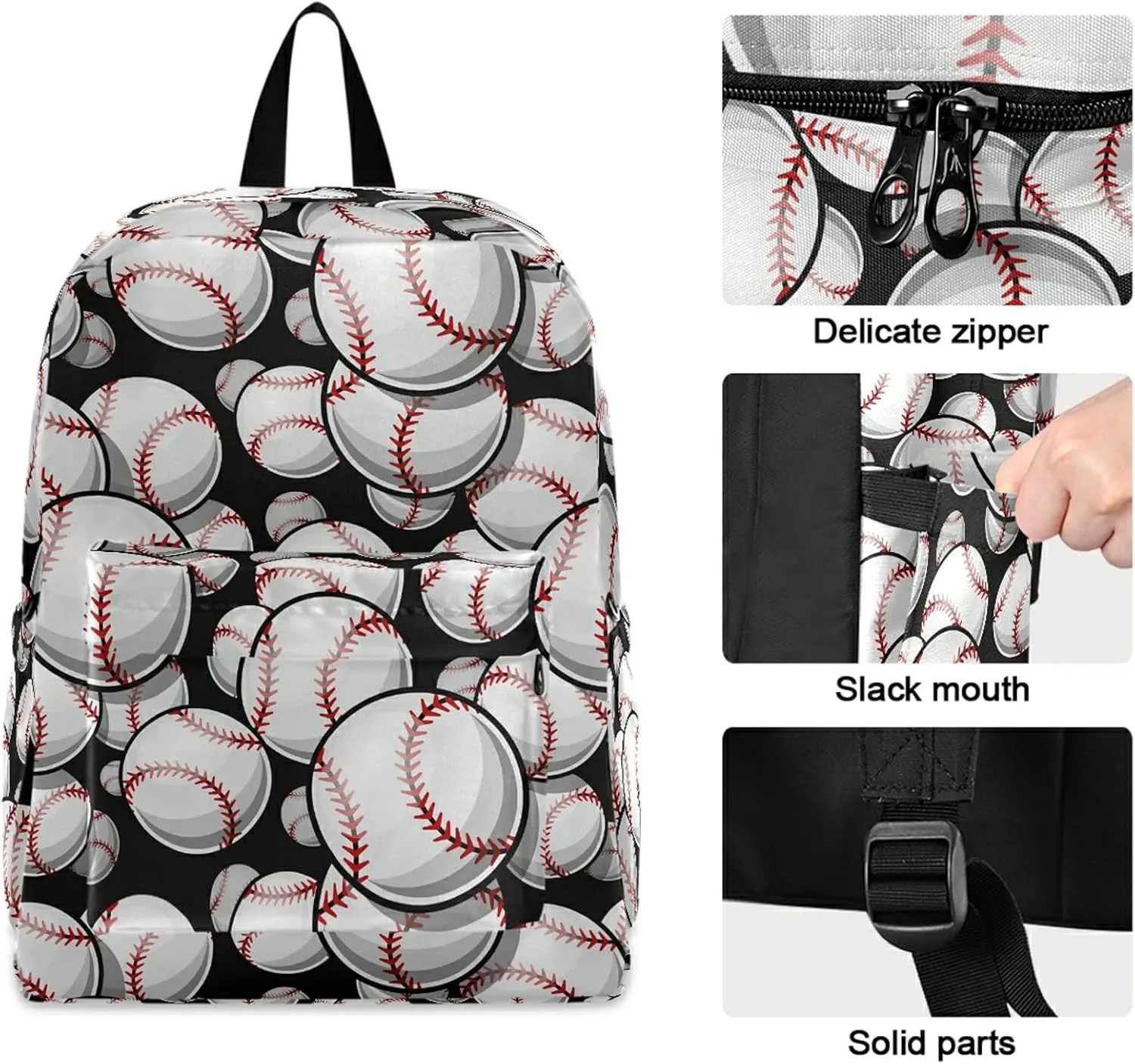 Baseball Softball Graphics Casual Polyester Computer Backpack Large Daypack for Business Sport Travel School Bookbags