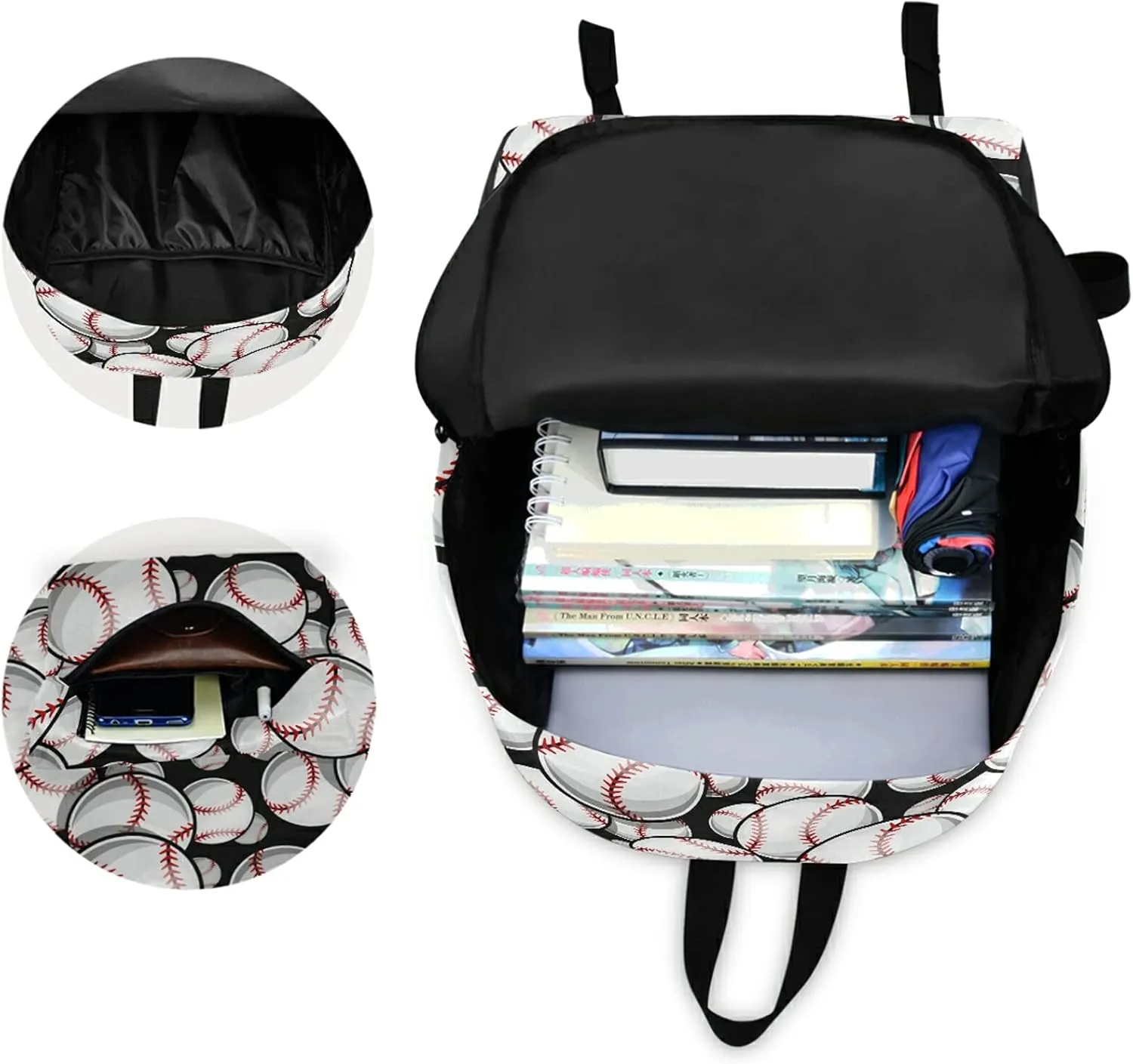 Baseball Softball Graphics Casual Polyester Computer Backpack Large Daypack for Business Sport Travel School Bookbags