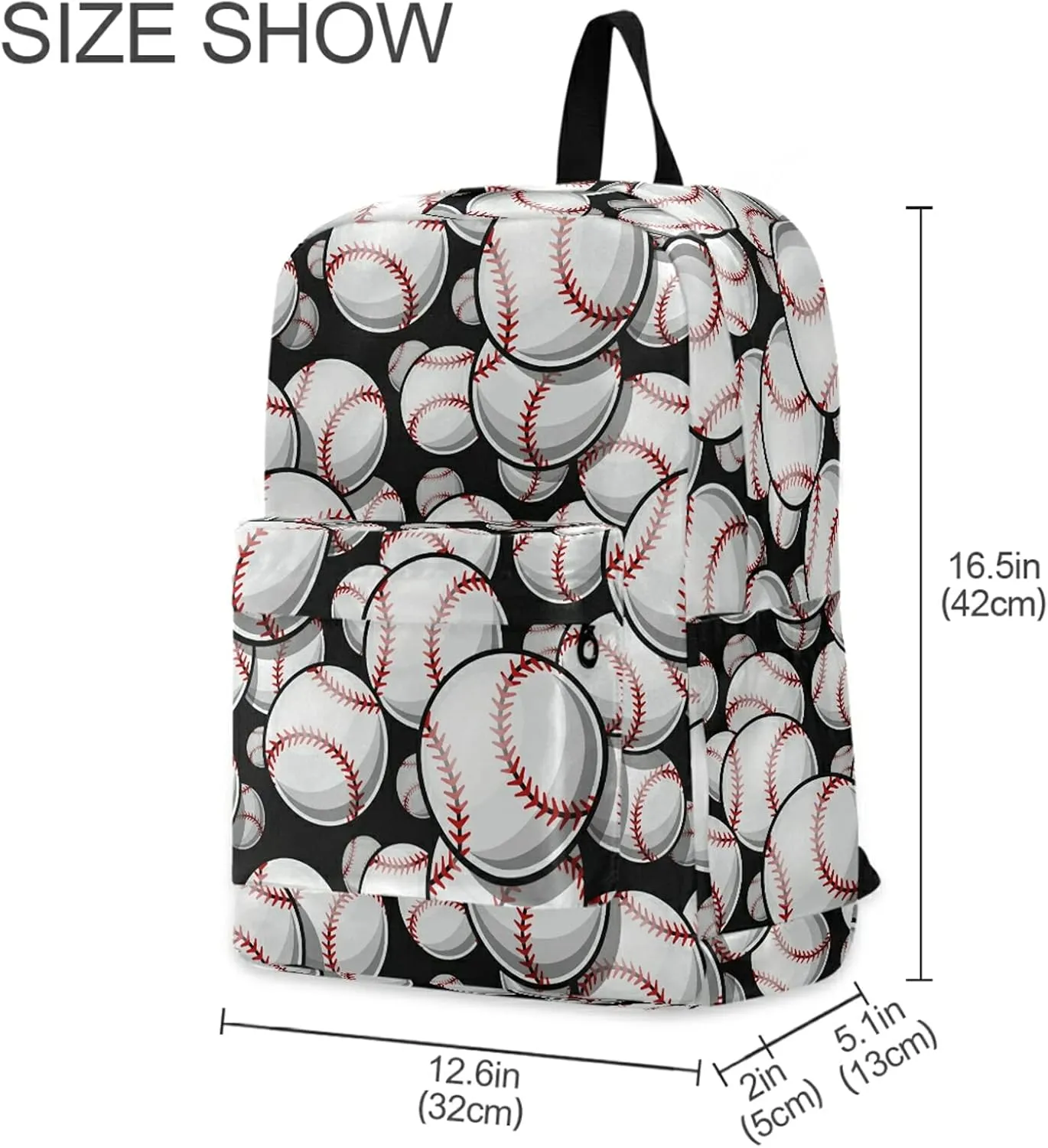 Baseball Softball Graphics Casual Polyester Computer Backpack Large Daypack for Business Sport Travel School Bookbags