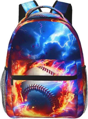 Baseball Themed Backpack for Boys Girls Bookbags Lightweight Adjustable Elementary Middle High School Bags for Kids Children Teenagers Travel Daypack Laptop Hiking Backpacks