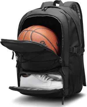 Basketball Backpack Large Sport Bag for Men，Waterproof Backpack with Separate Ball Holder Shoes Compartment，Sports Equipment Bag for Basketball，Volleyball，Soccer，Gym，Outdoor