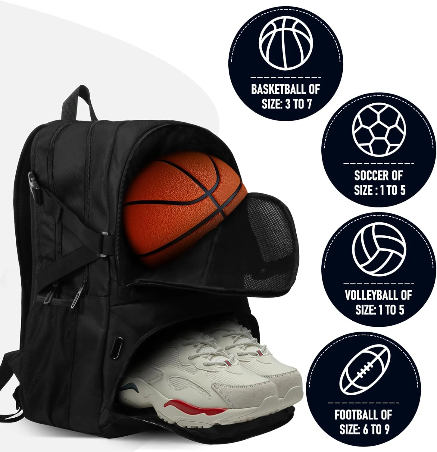 Basketball Backpack, Waterproof basketball bag with Large Shoe and Ball Compartment, Backpack for Women Men, Sports Equipment Bag for Soccer, Volleyball, Gym, Outdoor, Travel, 30L