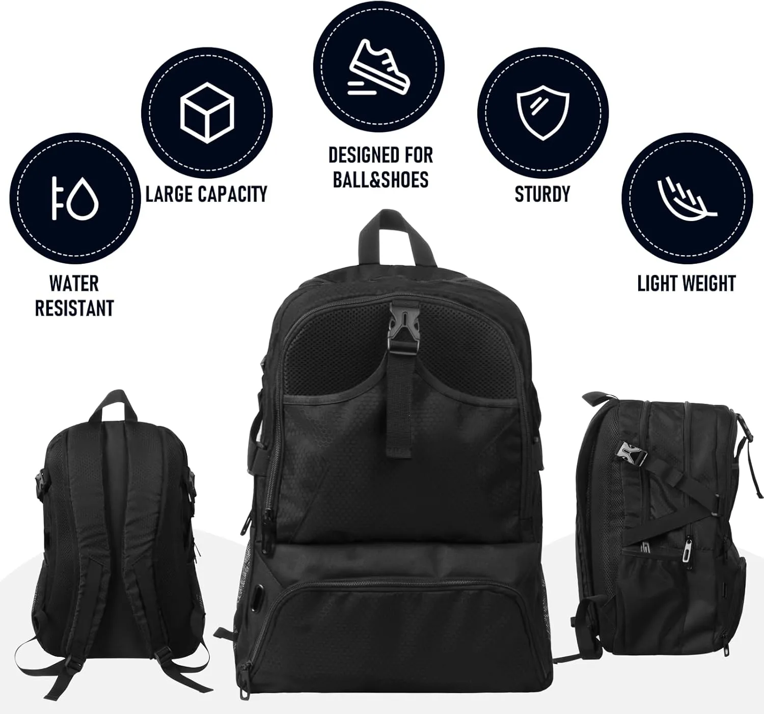 Basketball Backpack, Waterproof basketball bag with Large Shoe and Ball Compartment, Backpack for Women Men, Sports Equipment Bag for Soccer, Volleyball, Gym, Outdoor, Travel, 30L