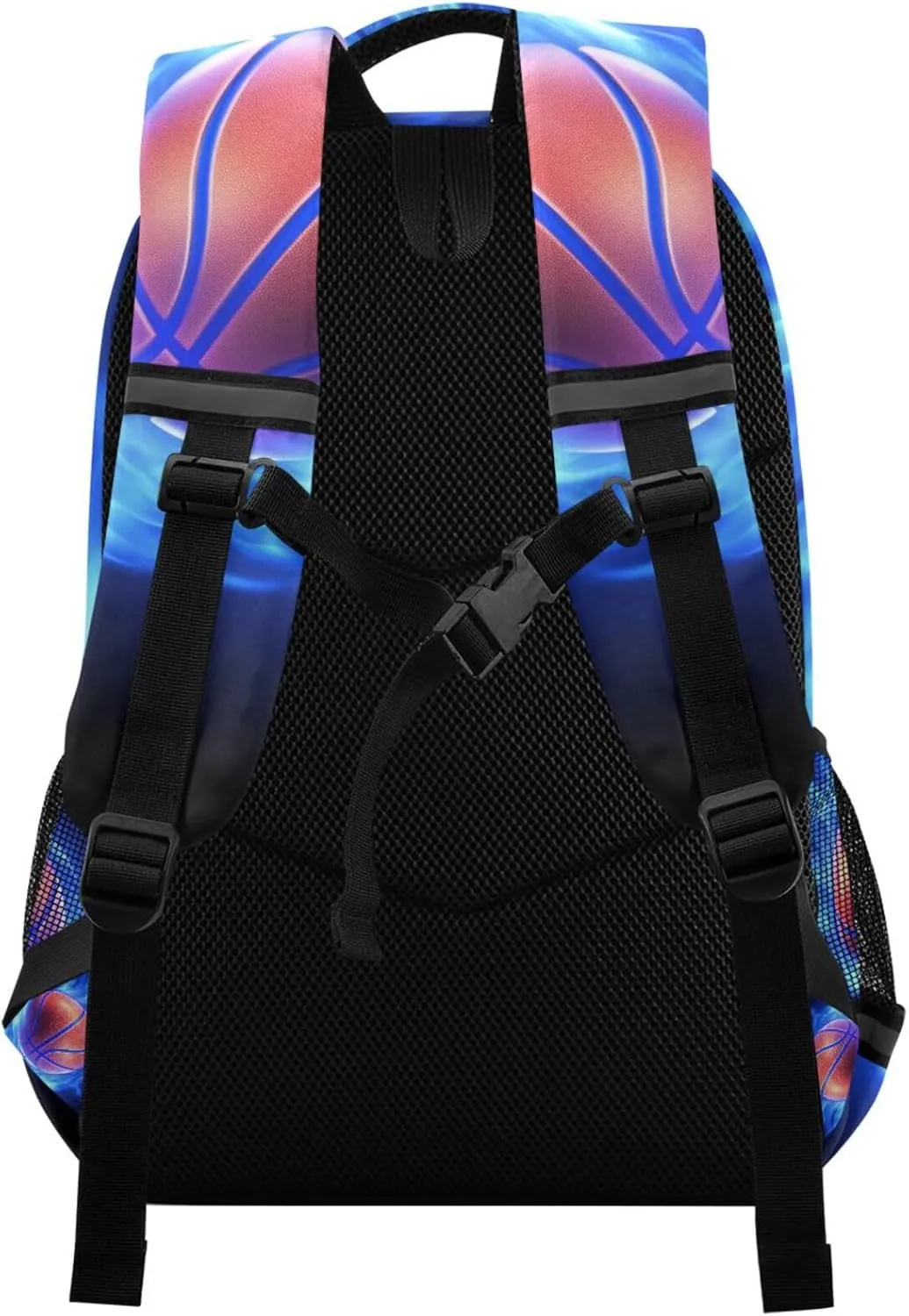 Basketball Blue Fire Backpack for Boys Girls Elementary School Bag Kids Travel Bags Casual Rucksack Laptop Bookbag