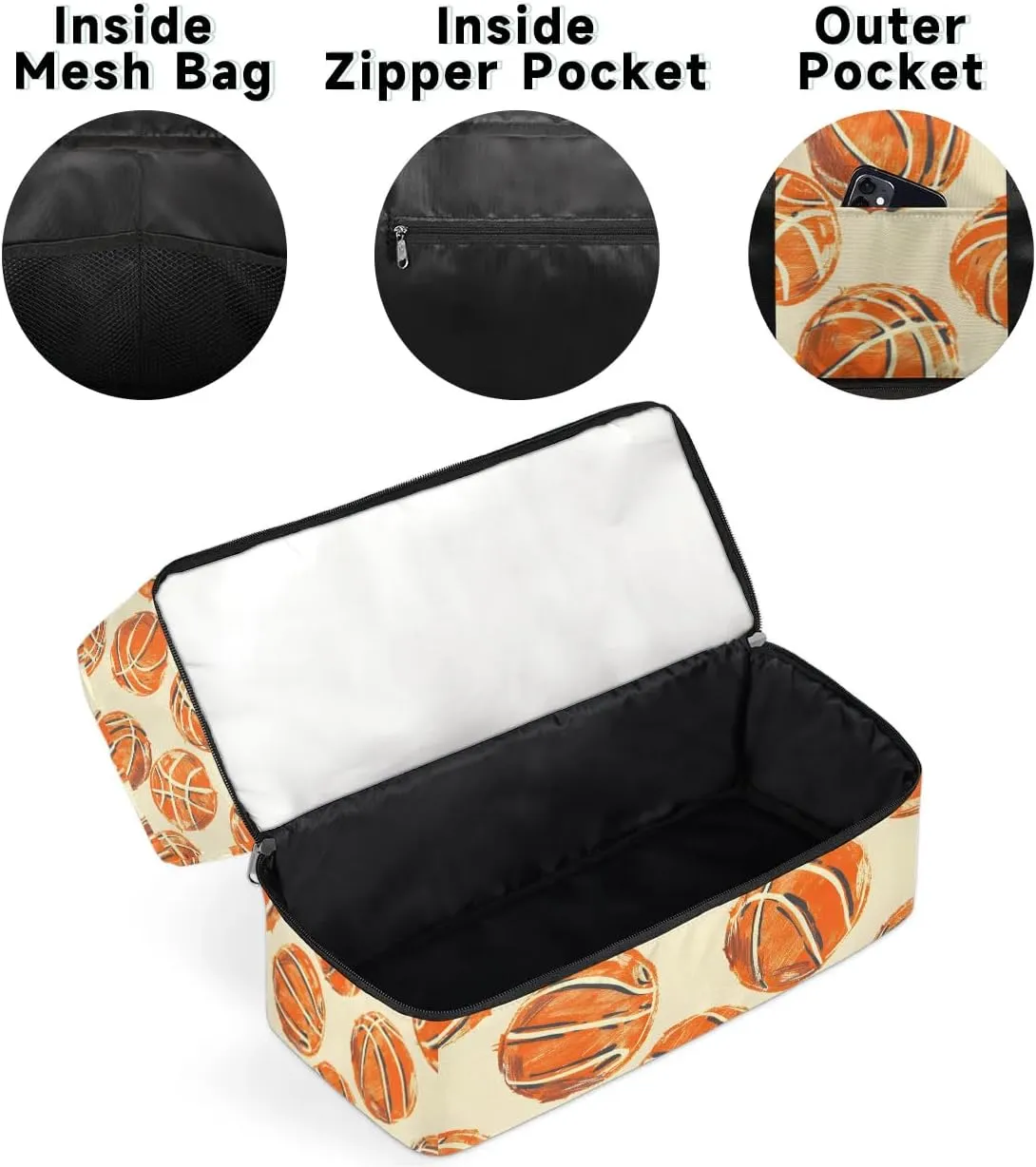 Basketballs Printed Travel Duffel Bag Dry Wet Separated Sports Tote Travel Duffle Bag Gym Workout Bag Women Travel Duffel Bag for Women, Travel, Gym, Work
