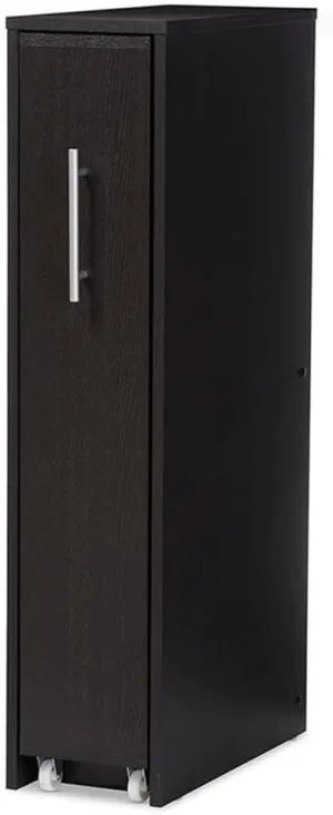 Baxton Studio Lindo Wood Bookcase with One Pulled Out Door, 8.58 x 18.33 x 38.53, Dark Brown