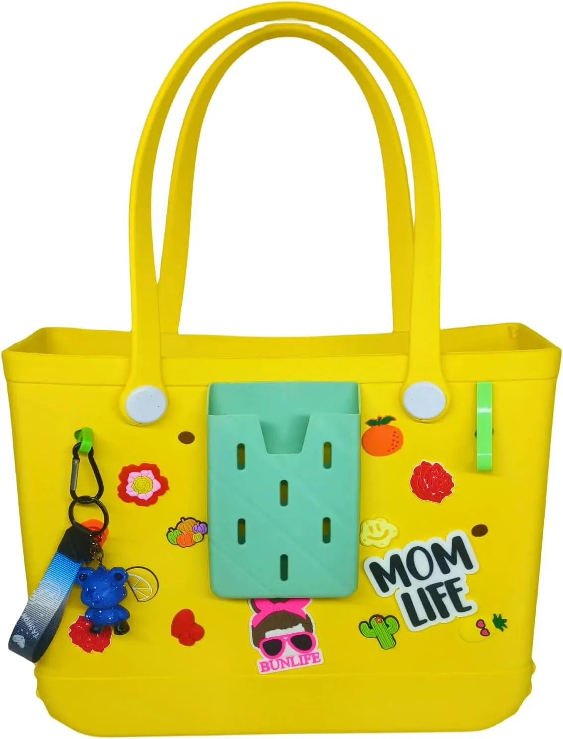 Beach Tote Bag Medium Size Rubber Rubber Tote Bags With Handles Consist OF Accessories Charm Phone Holder