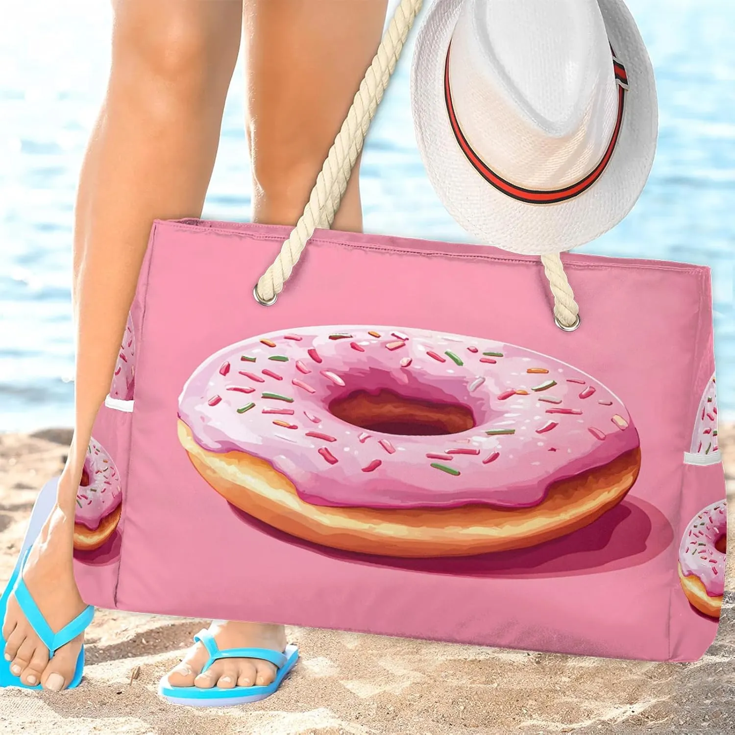 Beach Tote Bags for Women with Zipper Large Pool Bags for Swimming Travel Gym
