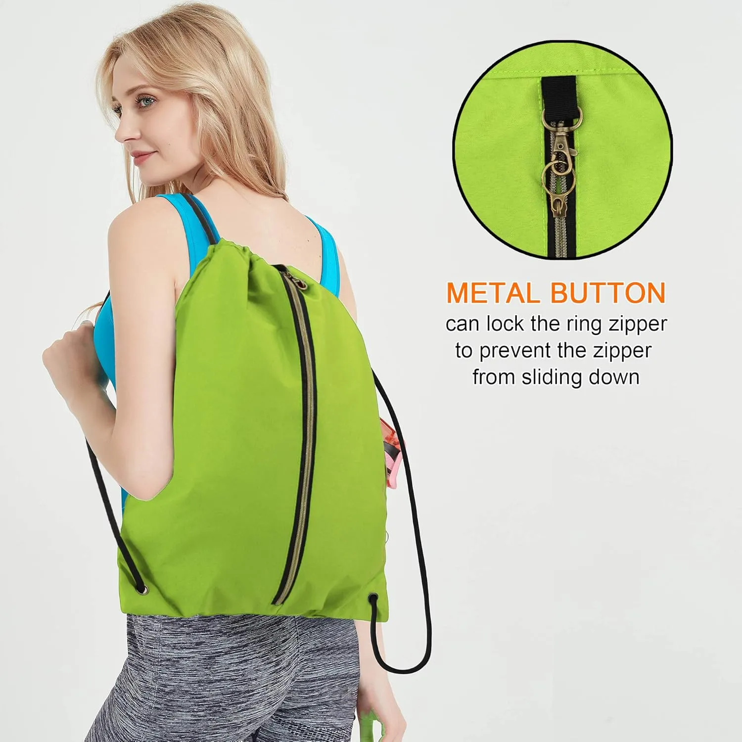 BeeGreen Drawstring Backpack Sports Gym Bag With Shoe Compartment and Two Water Bottle Holder …
