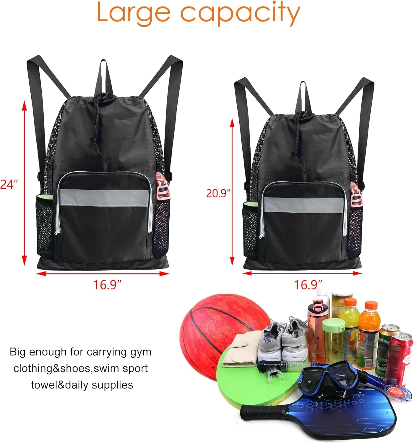 BeeGreen Drawstring Bags Backapck for Men Women Athletic Gym Sports Workout Beach Swim