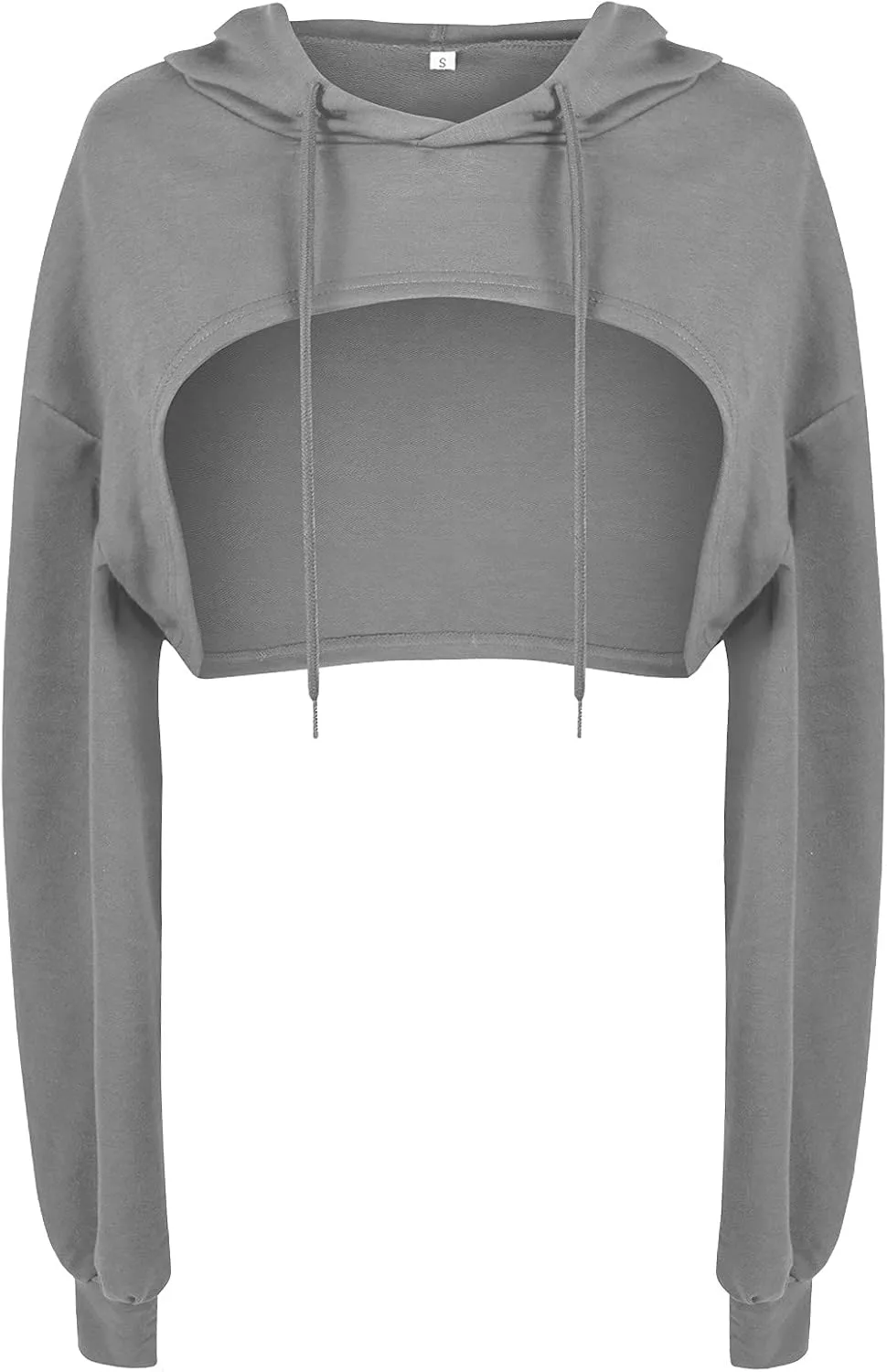 BEJONS Women Long Sleeve Cropped Super Crop Top Hoodies Sweatshirt Aesthetic Punk Hip Hop Dance Sexy Rave Cloth