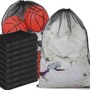 Berlune 30 Pack 24 x 36 Inches Large Mesh Bags for Laundry, Wash bags, Sturdy Mesh Material Closed with Drawstring, Factory, University, Dormitory, Travel and Apartment Dweller (Black)