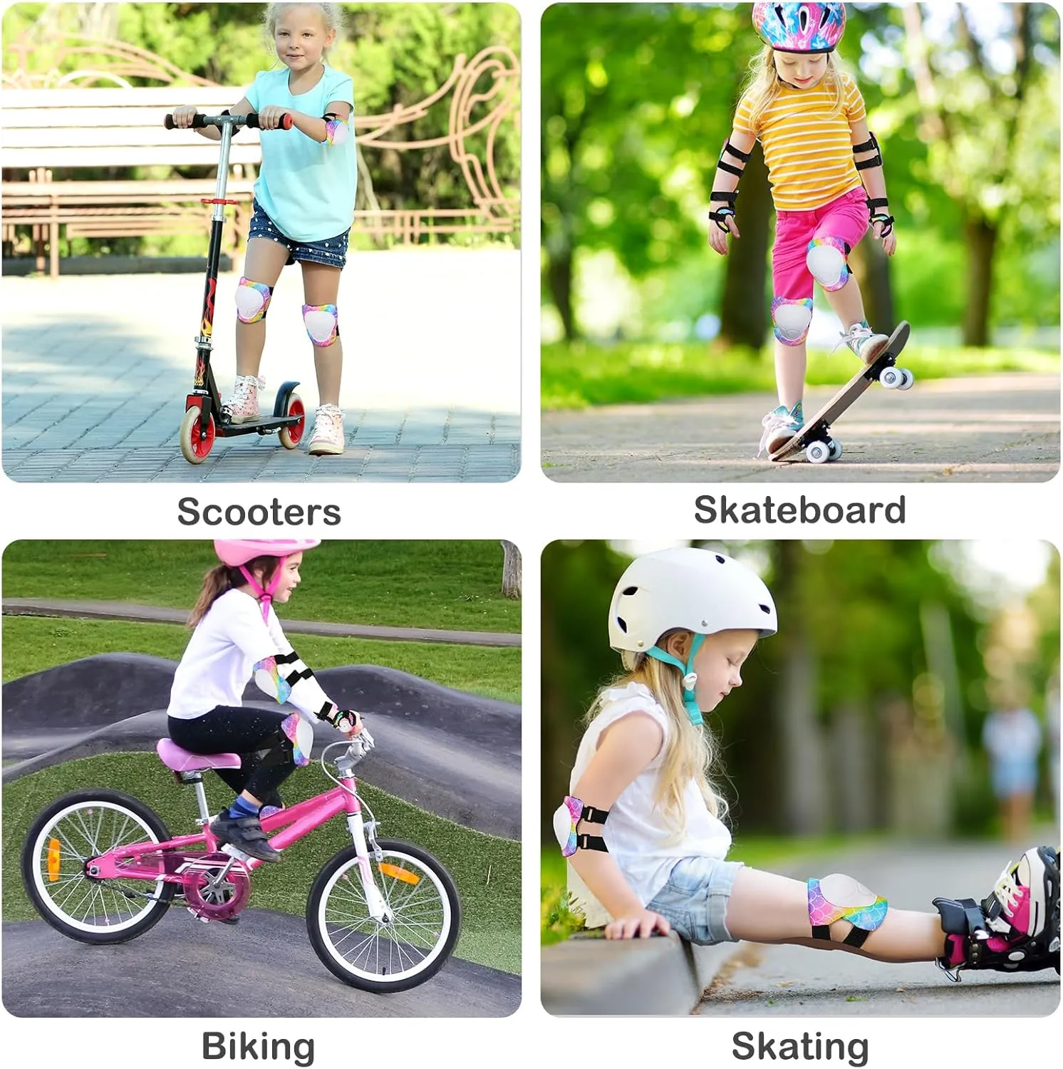 Bienbee Knee and Elbow Pads Set for Kids - 7pcs Unicorn Protective Gear With Wrist Guards and Bag for Girls Boys - Roller Skating, Inline Skates, Skateboard, Cycling